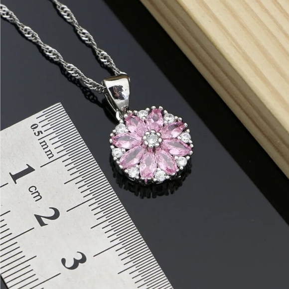 Sterling Silver Flower Wedding Jewelry Set for Women, Bridal,925STAMPED,Gift - Picture 6 of 8